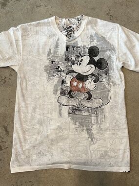 MICKEY MOUSE Disney Parks Double Sided See-Thru Retro Comic Book Print T-Shirt M